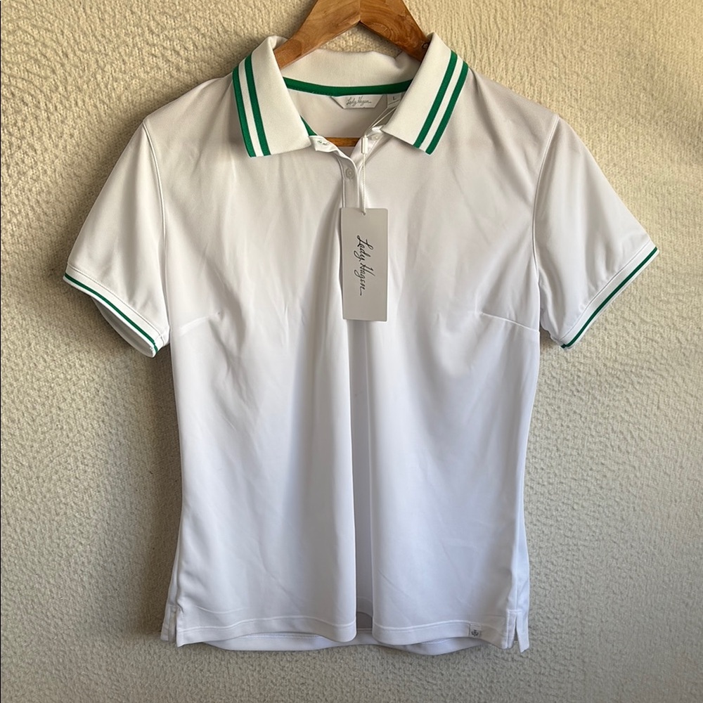 Lady Hagen White Polo Tee with Green Trim